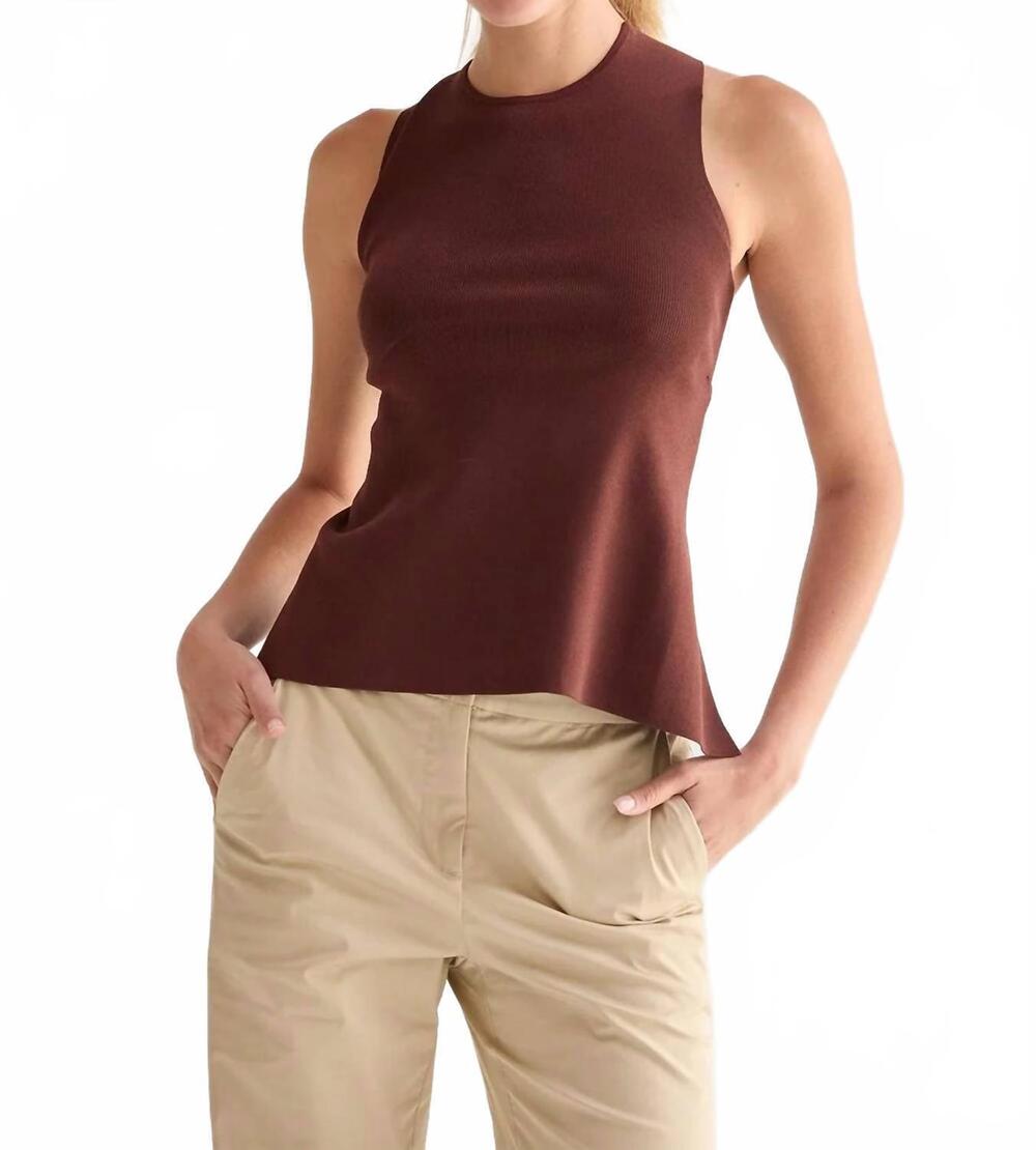 NEW CRESCENT sofie crossed back detail top in brown
